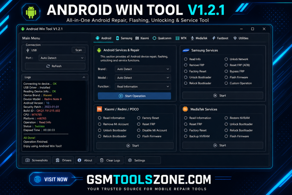 Android Win Tool v1.3.2 Android repair and flashing tool