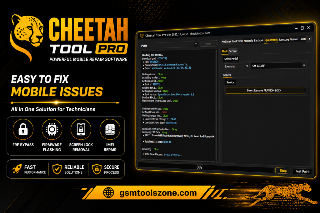 Cheetah Tool Pro FRP and firmware flashing