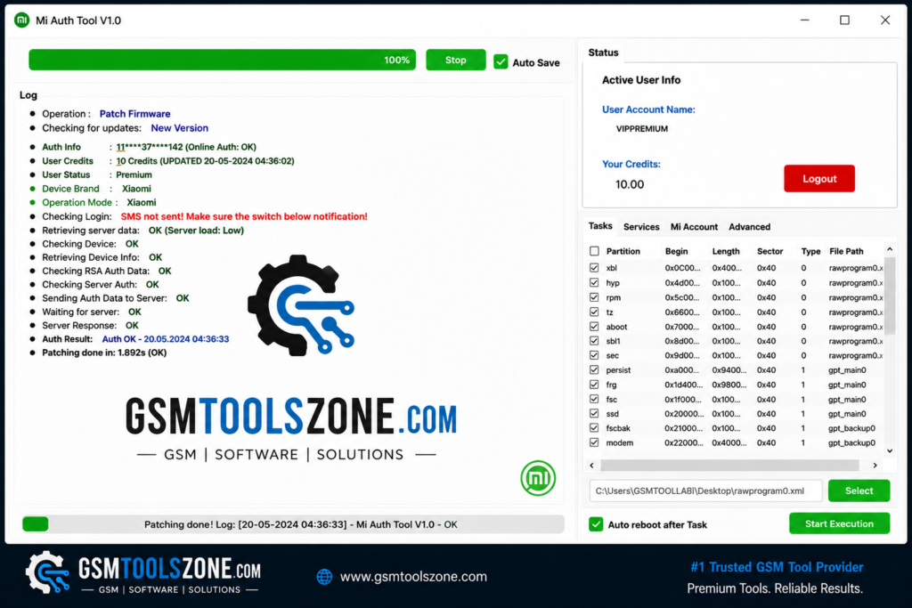 Mr Auth Tool for Xiaomi auth and firmware patching