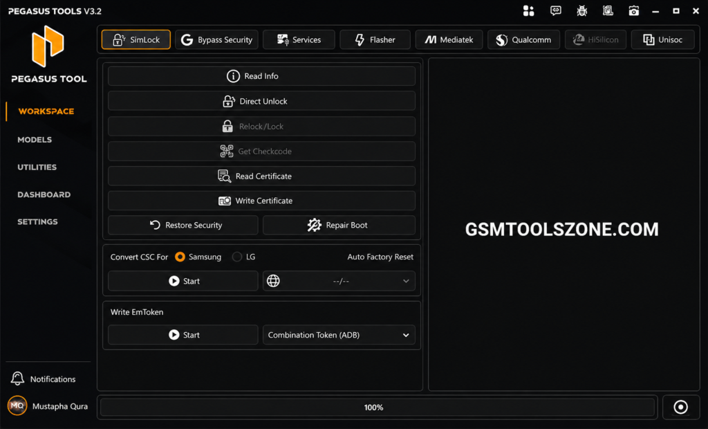 Pegasus Tools V3.2 SimLock and mobile servicing interface