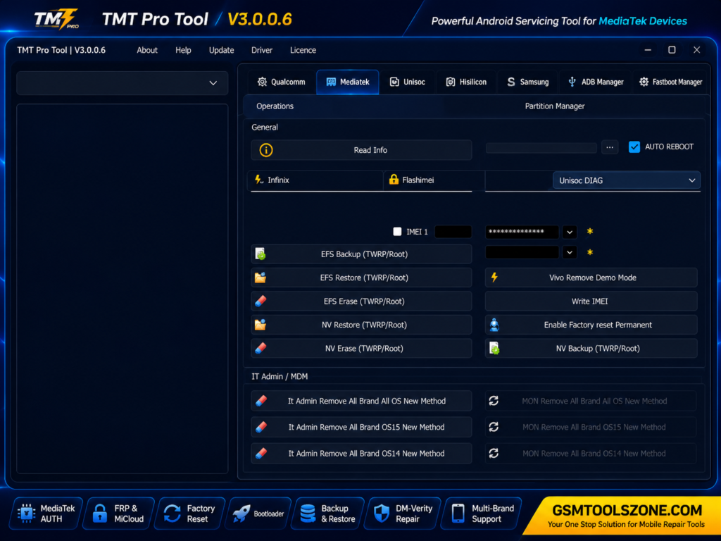TMT Pro Tool MediaTek interface with Android repair options
