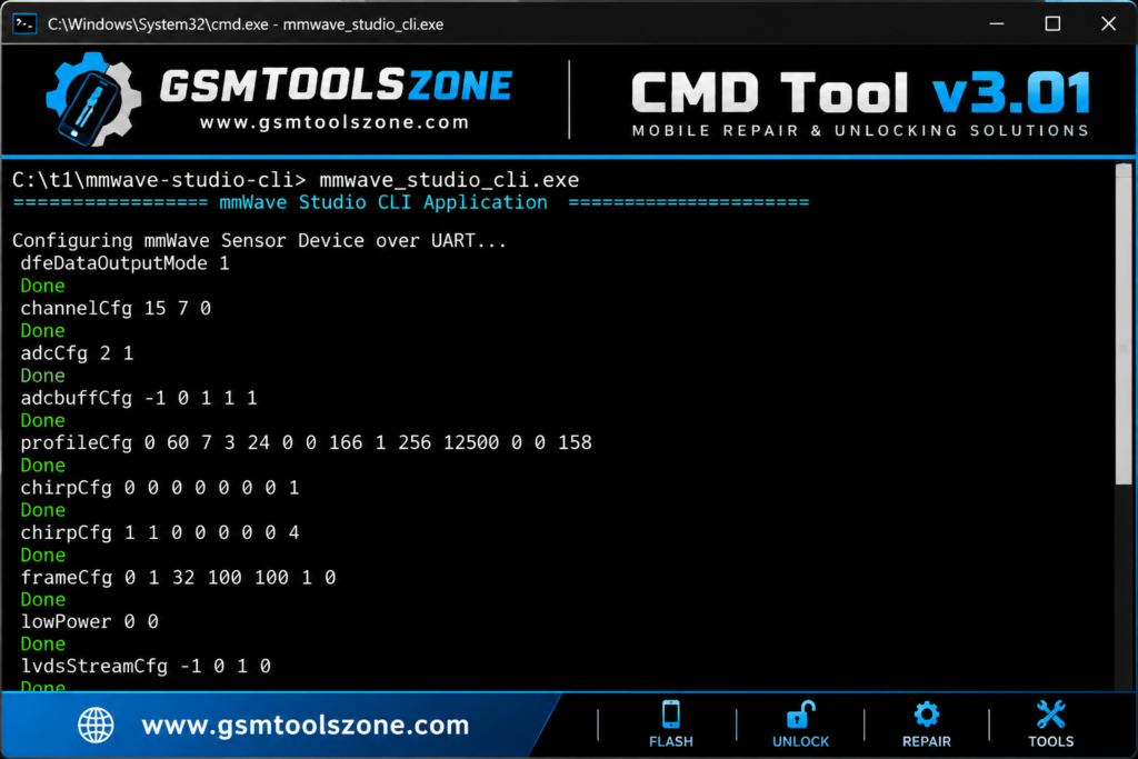 CMD Tool v3.01 interface for mobile repair and unlocking