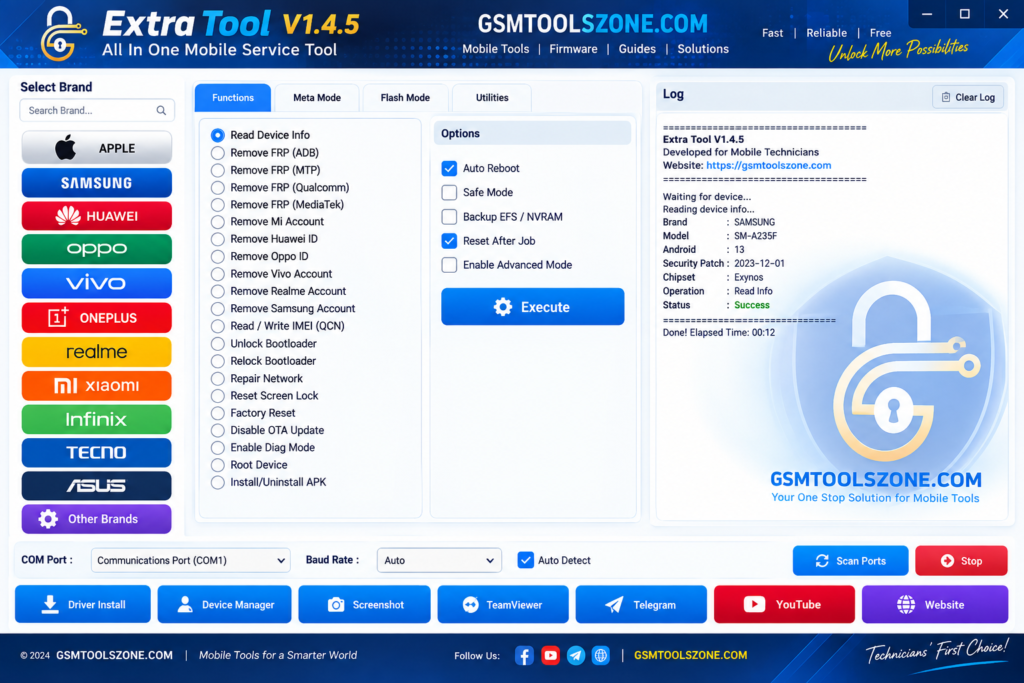 Extra Tool V1.4.5 mobile service tool interface