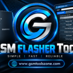 GSM Flasher Tool logo with GSMToolsZone.com branding