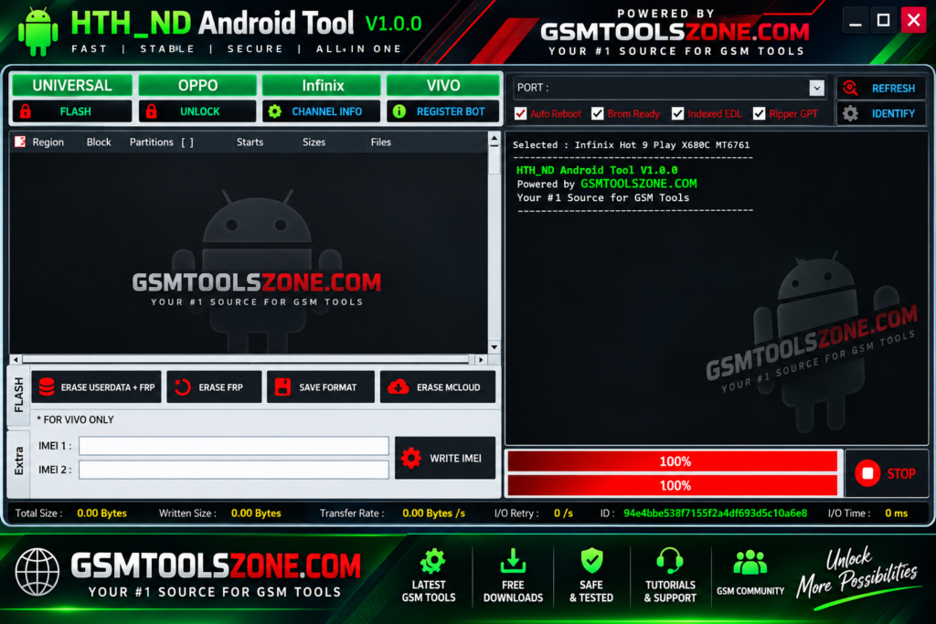 HTH ND Android Tool V1.0.0 flashing interface