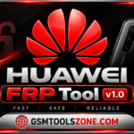 Huawei FRP Tool v1.0 logo with GSMTOOLSZONE.com branding