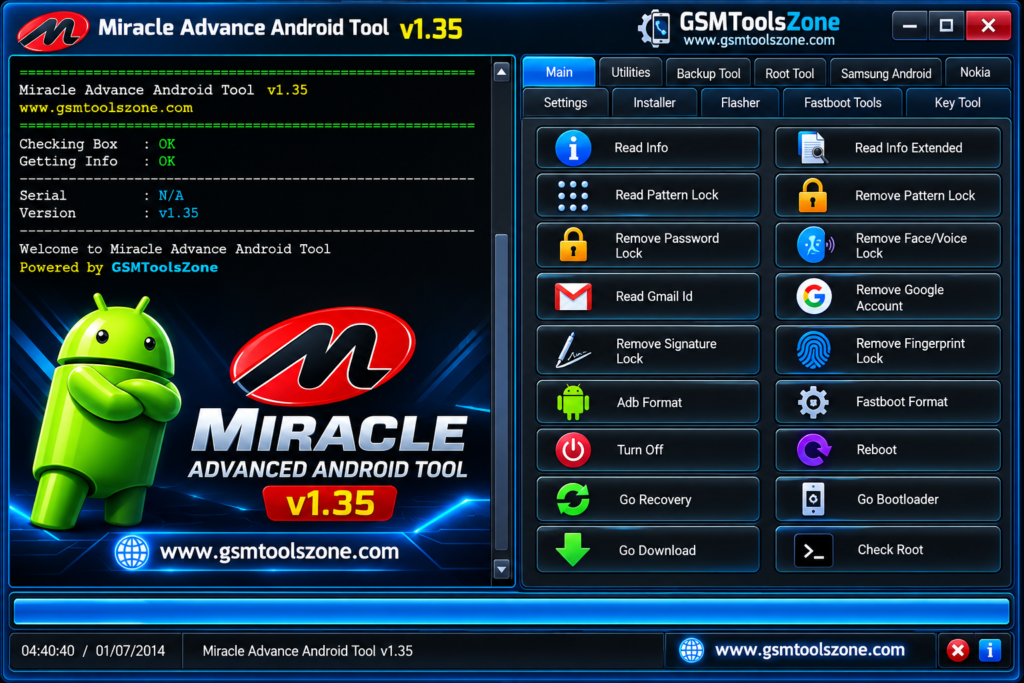 Miracle Advanced Android Tool v1.35 interface