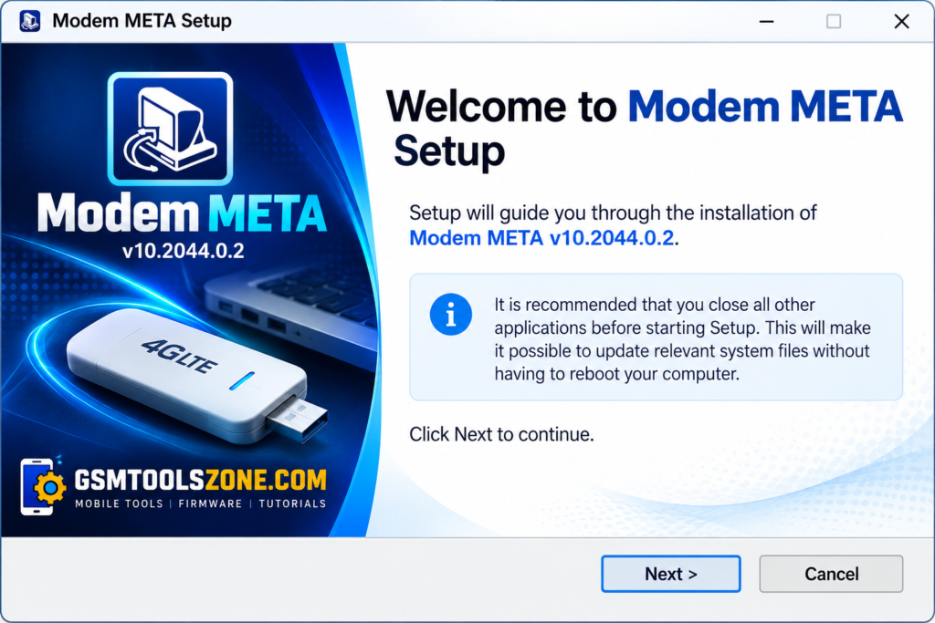 Modem Meta Tool v10.2044.0.02 setup installer by GSMToolsZone