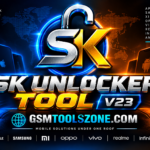SK Unlocker Tool V23 logo with GSMToolsZone branding