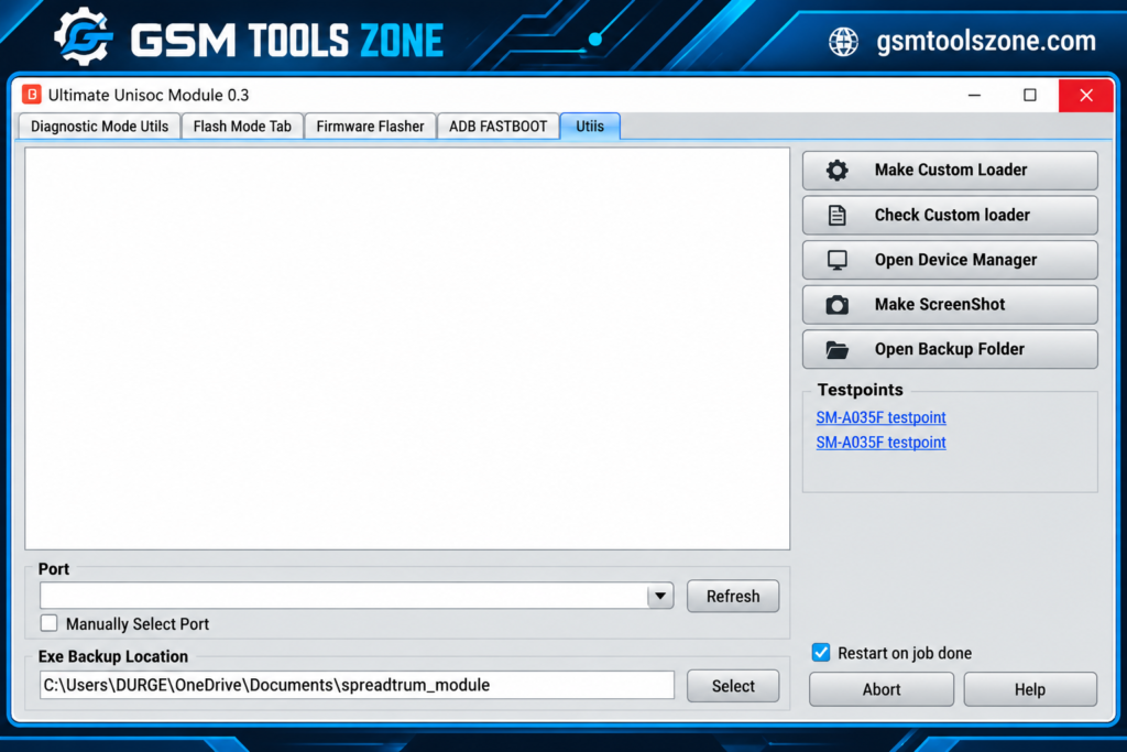 UMT SPD Tool v1.9 utilities interface with custom loader and device manager