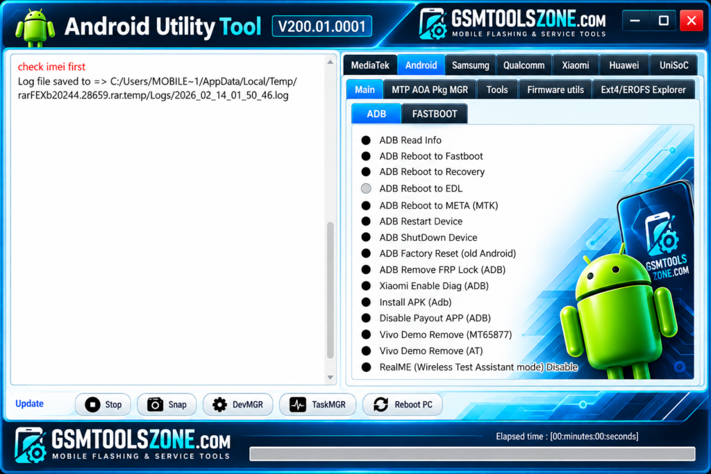 Android Utility Tool V200.01.0001 ADB and Fastboot interface