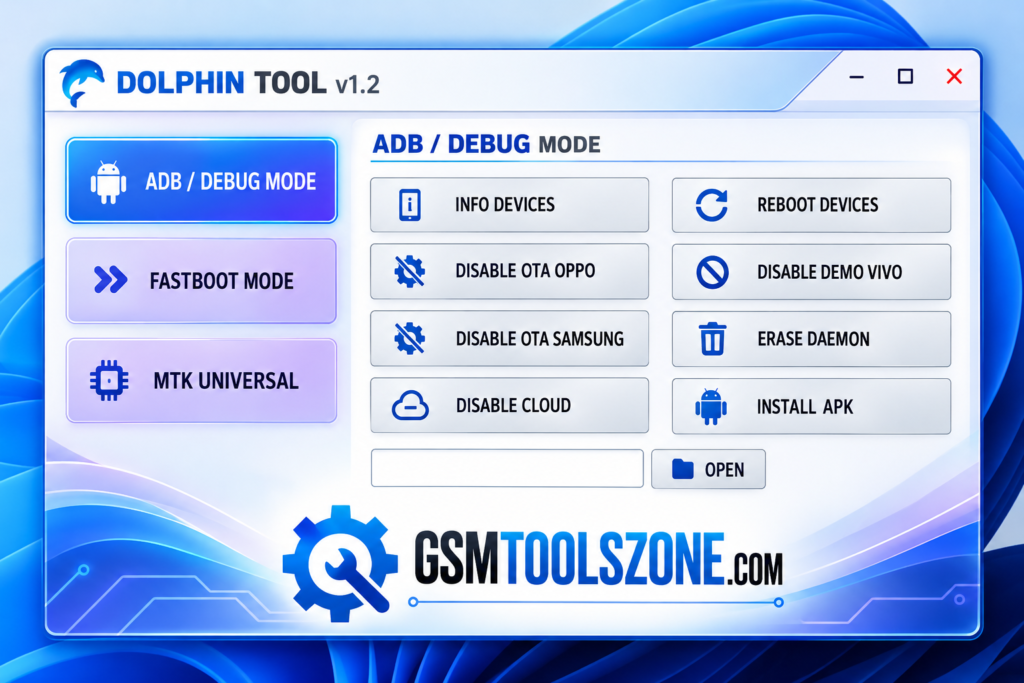 Dolphin Tool v1.2 Android servicing interface by GSMToolsZone