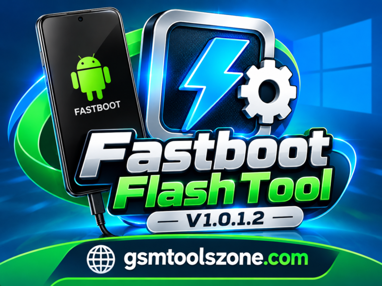 Fastboot Flash Tool V1.0.1.2 logo with Android icon and GSMToolsZone.com branding