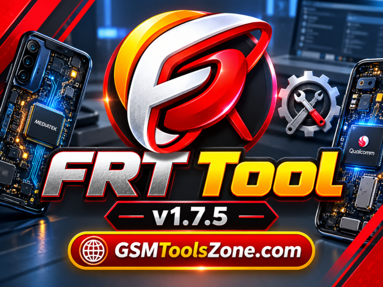 FRT Tool v1.7.5 logo with GSMToolsZone.com branding