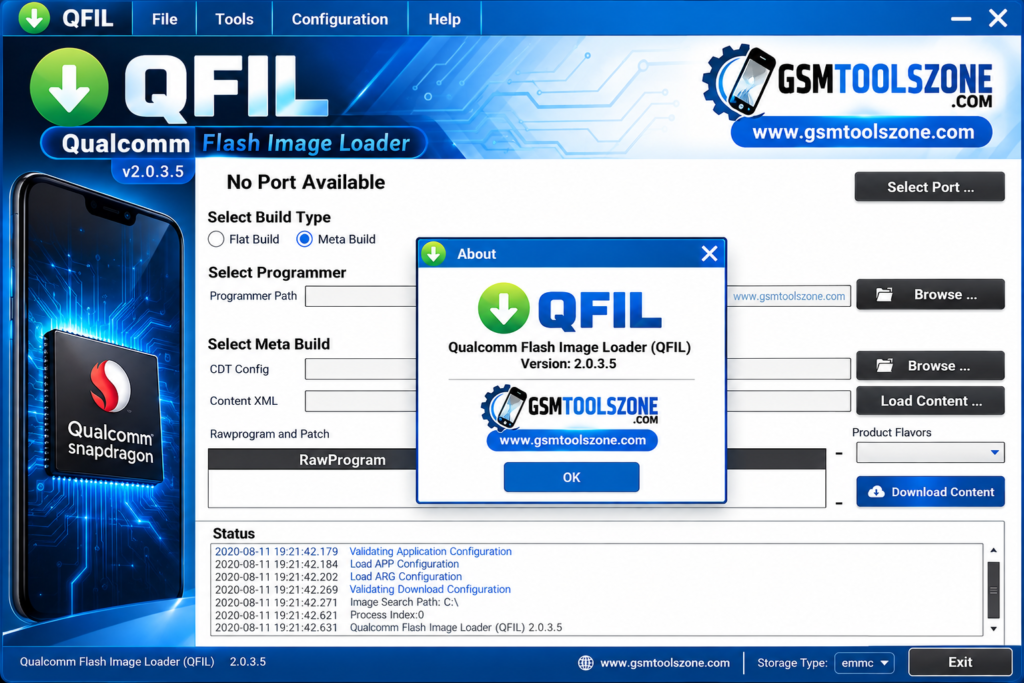 QFIL Tool v2.0.3.5 Qualcomm Flash Image Loader interface