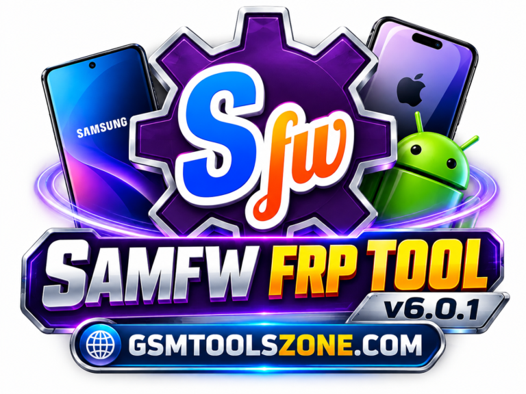 SamFw FRP Tool v6.0.1 logo with GSMToolsZone branding