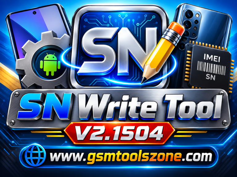 SN Write Tool V2.1504 logo with GSMToolsZone branding