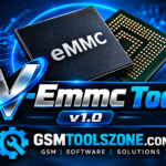 V-Emmc Tool v1.0 logo with eMMC chip graphics and GSMToolsZone.com branding